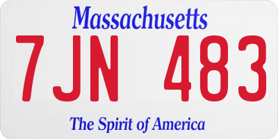 MA license plate 7JN483