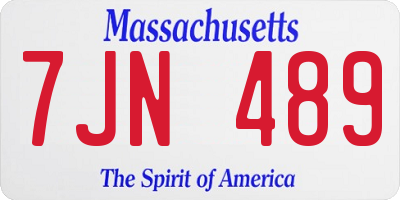MA license plate 7JN489