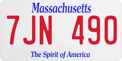 MA license plate 7JN490