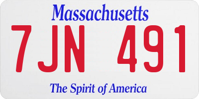 MA license plate 7JN491