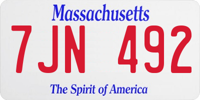 MA license plate 7JN492