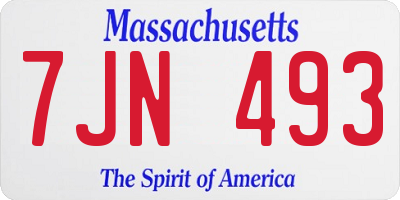 MA license plate 7JN493
