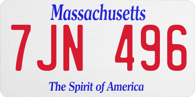 MA license plate 7JN496