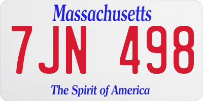 MA license plate 7JN498