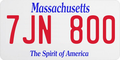 MA license plate 7JN800