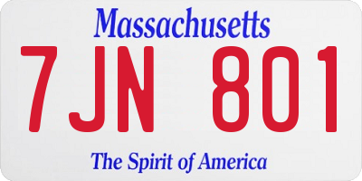 MA license plate 7JN801