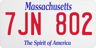 MA license plate 7JN802