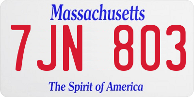 MA license plate 7JN803