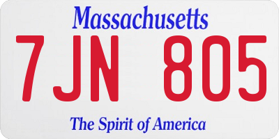 MA license plate 7JN805