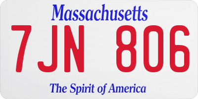 MA license plate 7JN806