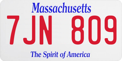 MA license plate 7JN809