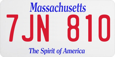 MA license plate 7JN810