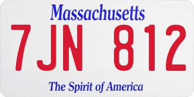 MA license plate 7JN812