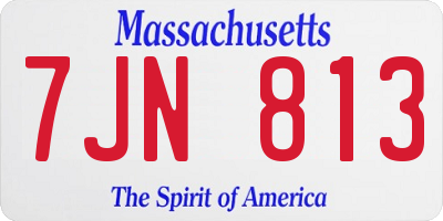 MA license plate 7JN813