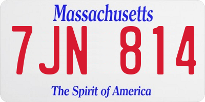 MA license plate 7JN814
