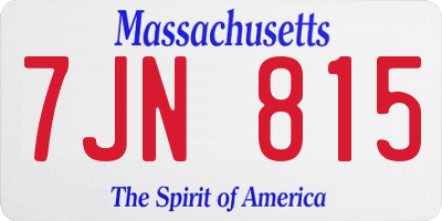 MA license plate 7JN815