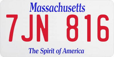 MA license plate 7JN816