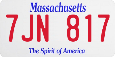 MA license plate 7JN817