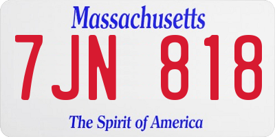 MA license plate 7JN818
