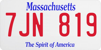 MA license plate 7JN819