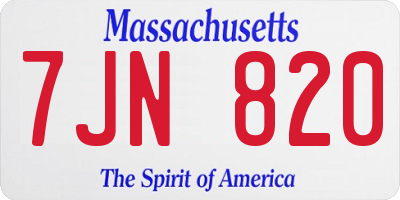 MA license plate 7JN820