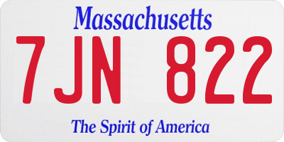 MA license plate 7JN822