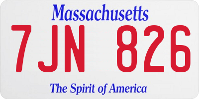 MA license plate 7JN826