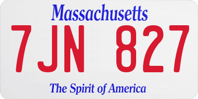 MA license plate 7JN827