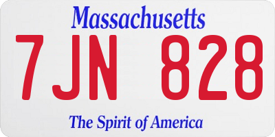 MA license plate 7JN828
