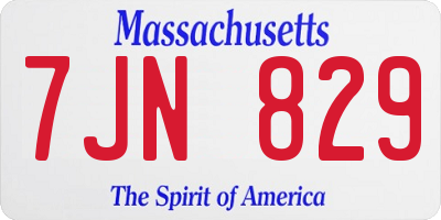 MA license plate 7JN829