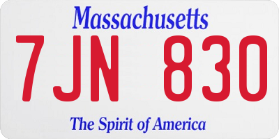 MA license plate 7JN830