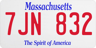 MA license plate 7JN832