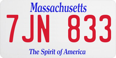 MA license plate 7JN833
