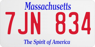 MA license plate 7JN834