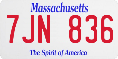 MA license plate 7JN836