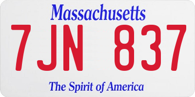 MA license plate 7JN837