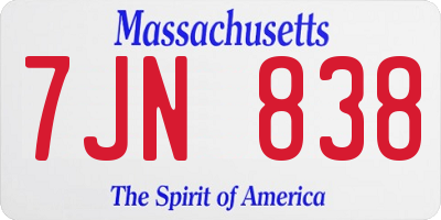 MA license plate 7JN838