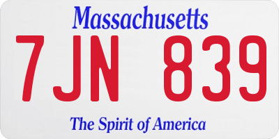 MA license plate 7JN839