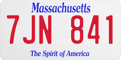 MA license plate 7JN841