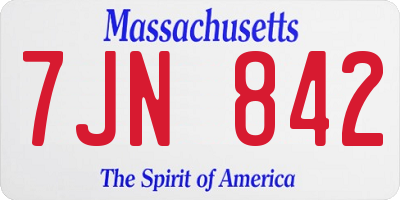 MA license plate 7JN842