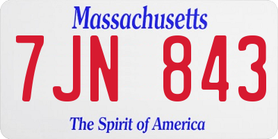 MA license plate 7JN843