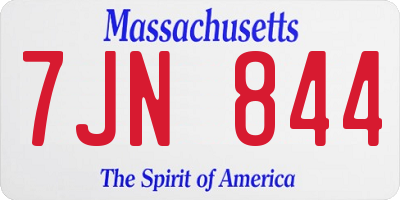 MA license plate 7JN844