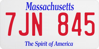 MA license plate 7JN845