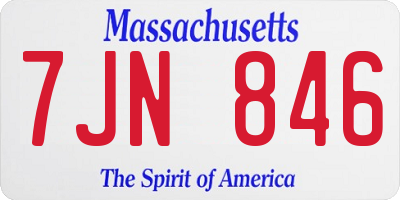 MA license plate 7JN846