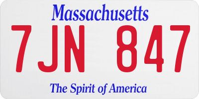 MA license plate 7JN847