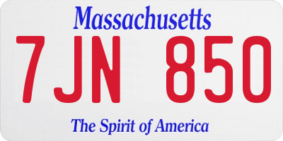 MA license plate 7JN850