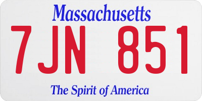 MA license plate 7JN851