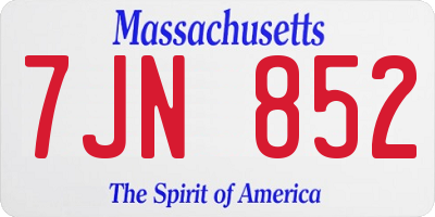 MA license plate 7JN852