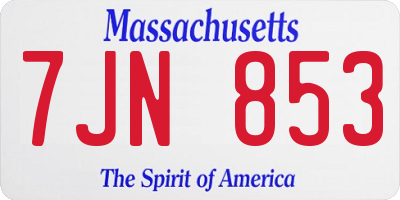 MA license plate 7JN853