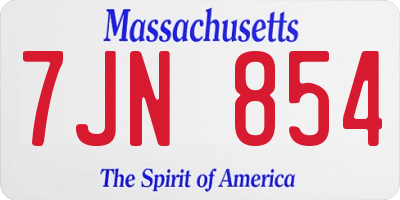 MA license plate 7JN854